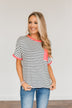 Make Way For Spring Striped Pocket Top- Ivory & Navy