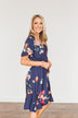 You're My Treasure Floral Wrap Dress- Navy