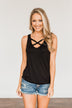 Places to Go Criss Cross Tank Top- Black
