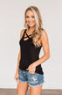 Places to Go Criss Cross Tank Top- Black