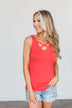 Places to Go Criss Cross Tank Top- Coral Orange