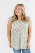 Longer Days Floral Babydoll Top- Sage