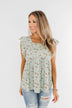 Longer Days Floral Babydoll Top- Sage