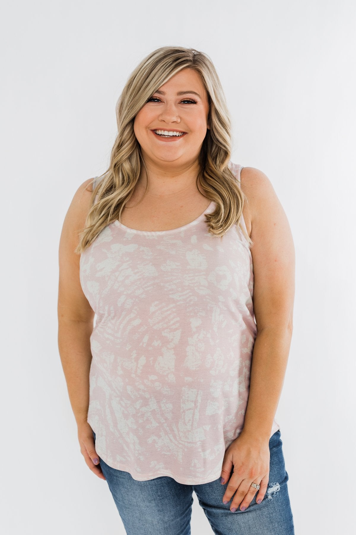 Wild In Your Smile Racerback Tank Top- Ivory & Blush