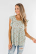 Longer Days Floral Babydoll Top- Sage