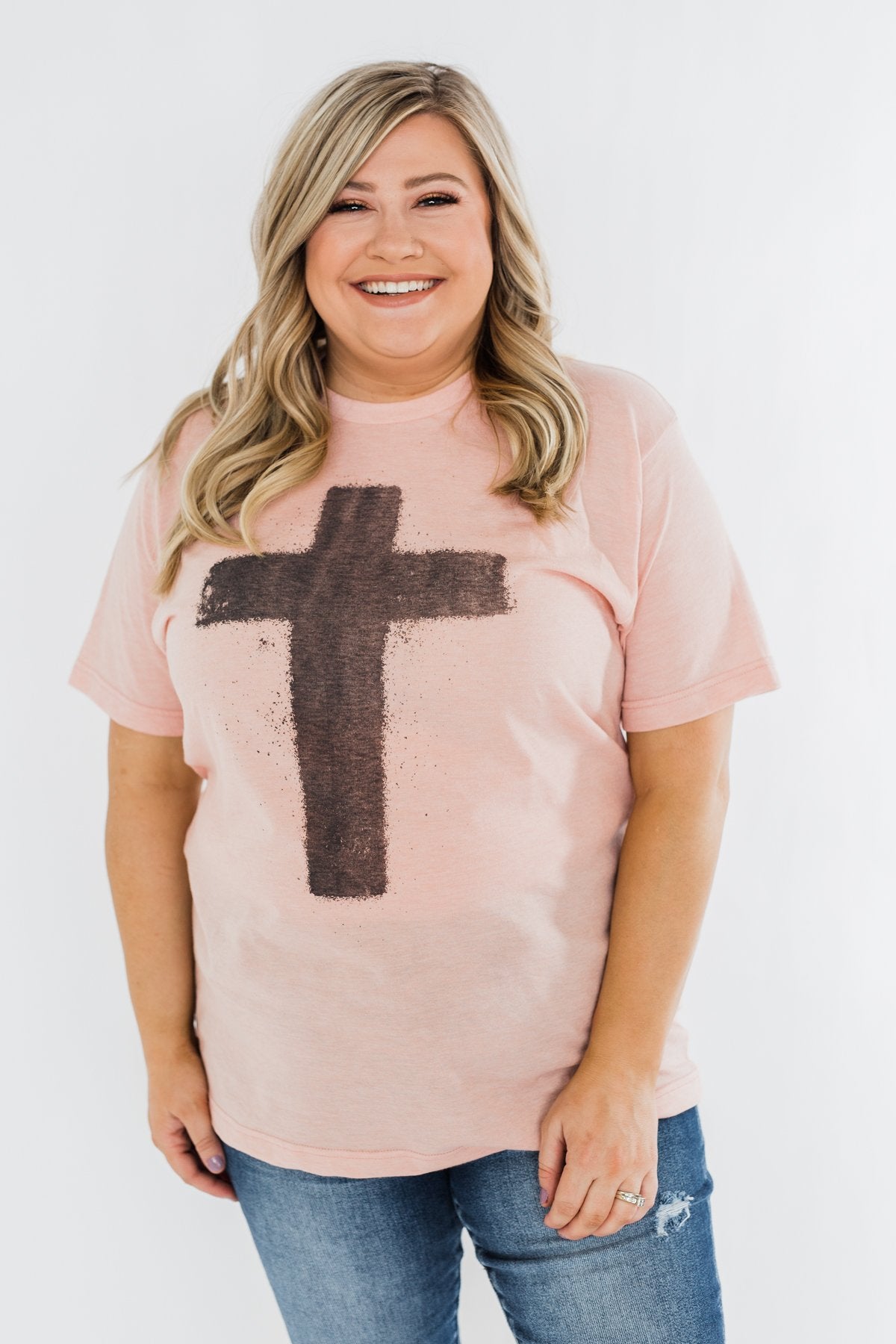 Vintage Cross Graphic Tee- Peach