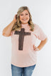 Vintage Cross Graphic Tee- Peach
