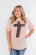 Vintage Cross Graphic Tee- Peach