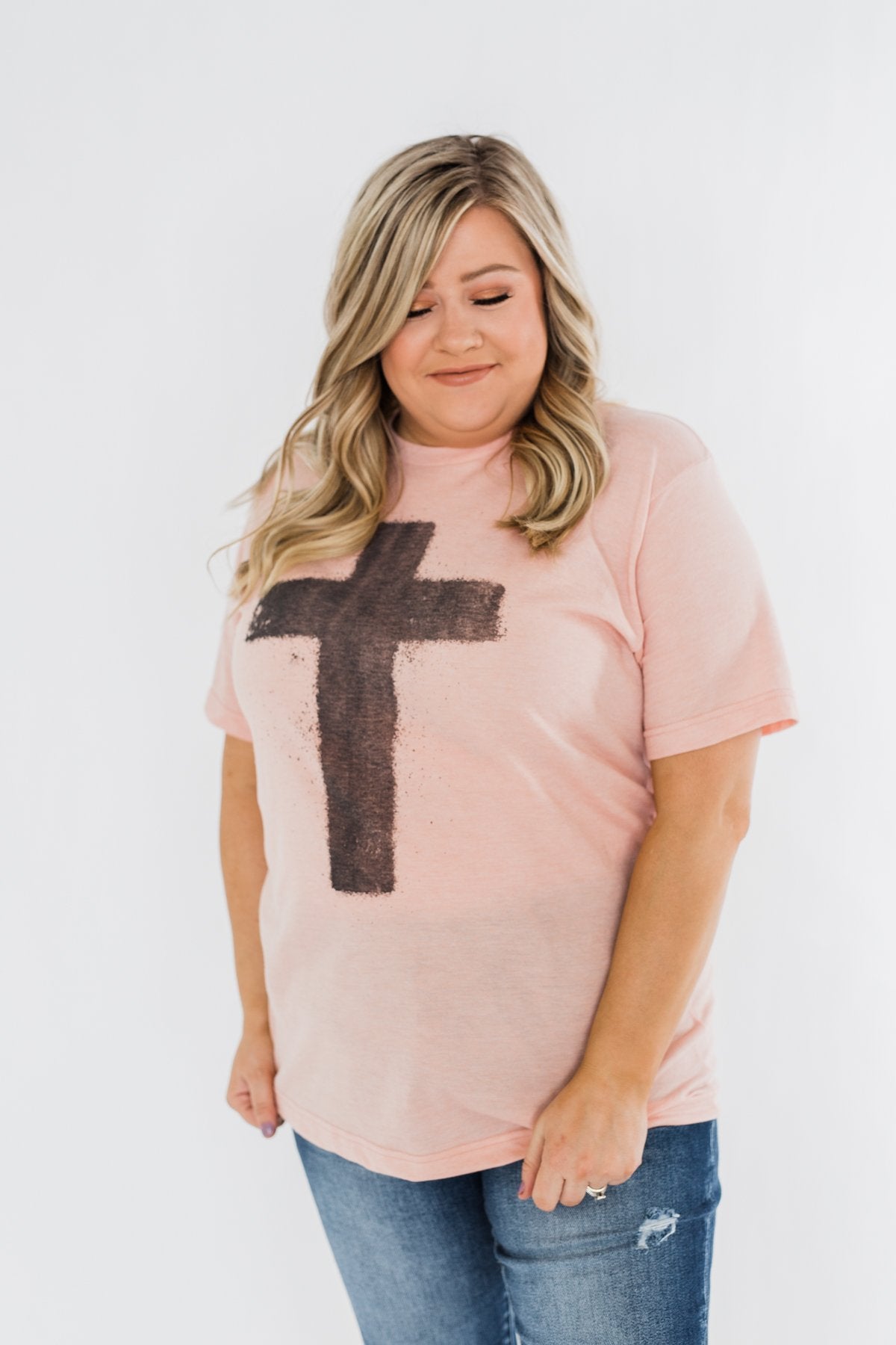 Vintage Cross Graphic Tee- Peach