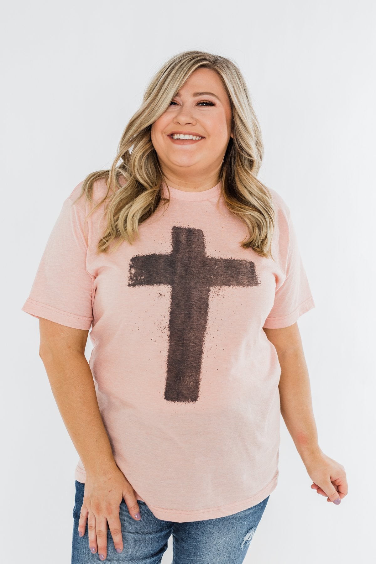 Vintage Cross Graphic Tee- Peach