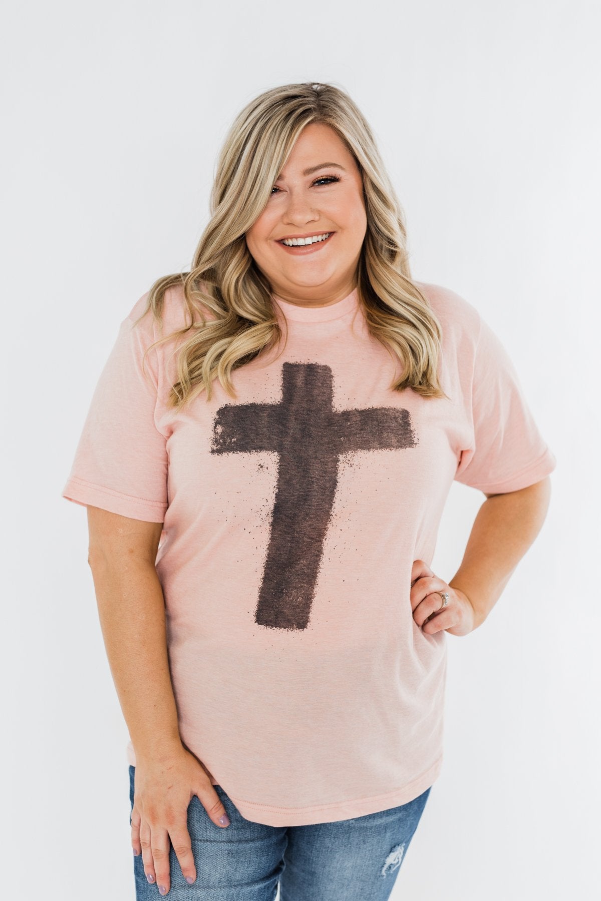 Vintage Cross Graphic Tee- Peach