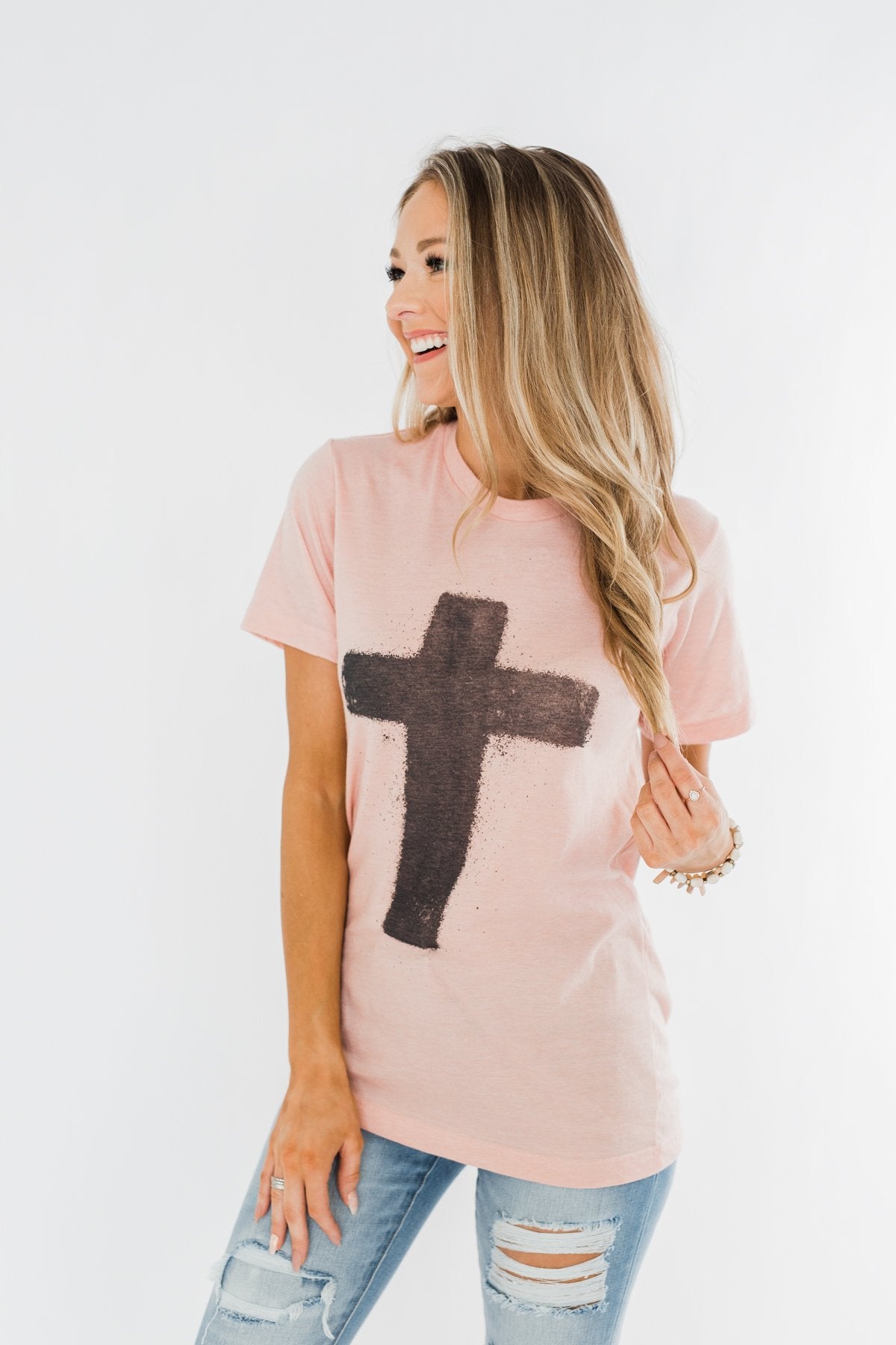 Vintage Cross Graphic Tee- Peach – The Pulse Boutique