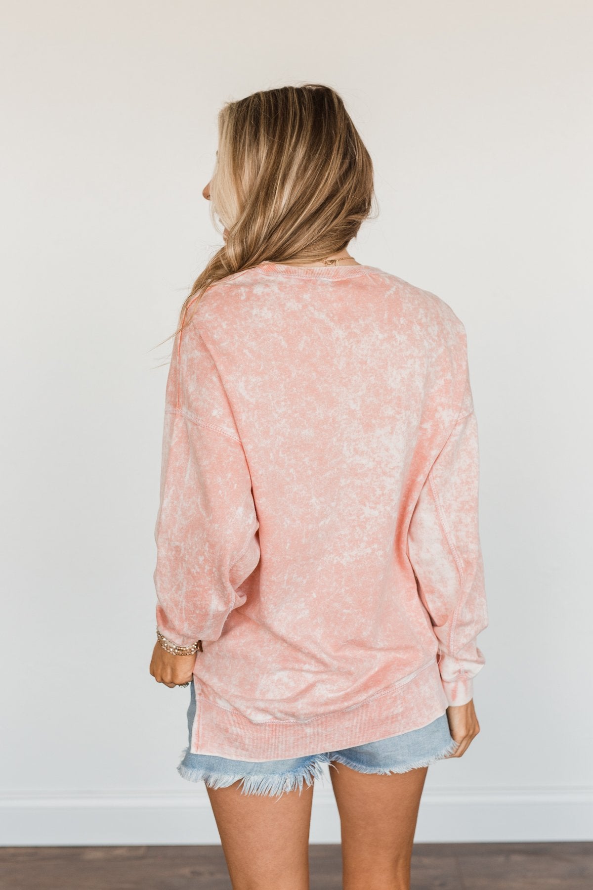 Peaceful Feelings Crew Neck Pullover- Light Peach