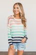 Blessed Days Striped Knit Top- Shades of Blue & Peach