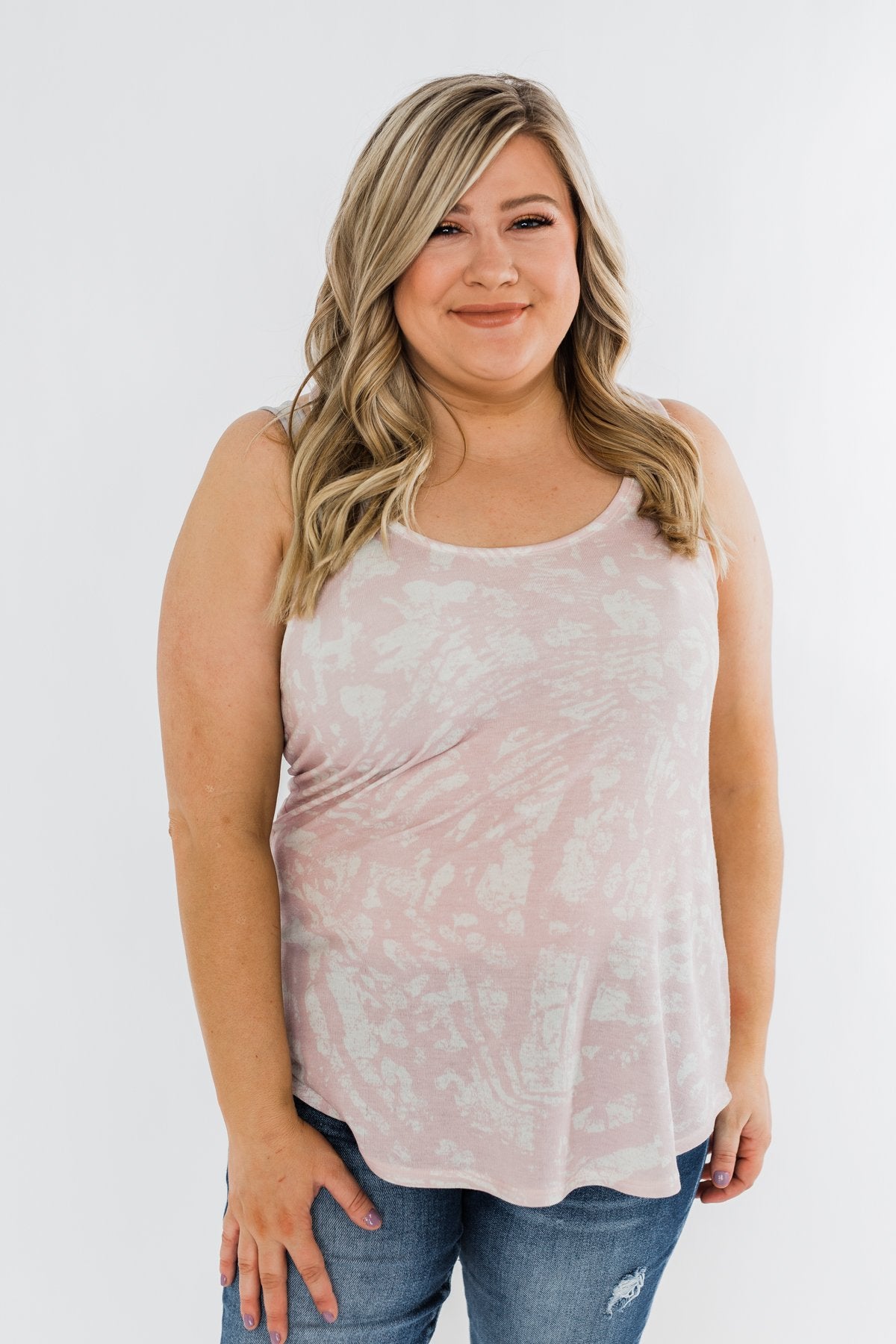 Wild In Your Smile Racerback Tank Top- Ivory & Blush