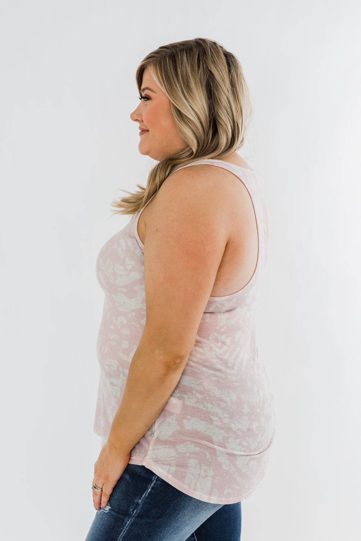 Wild In Your Smile Racerback Tank Top- Ivory & Blush