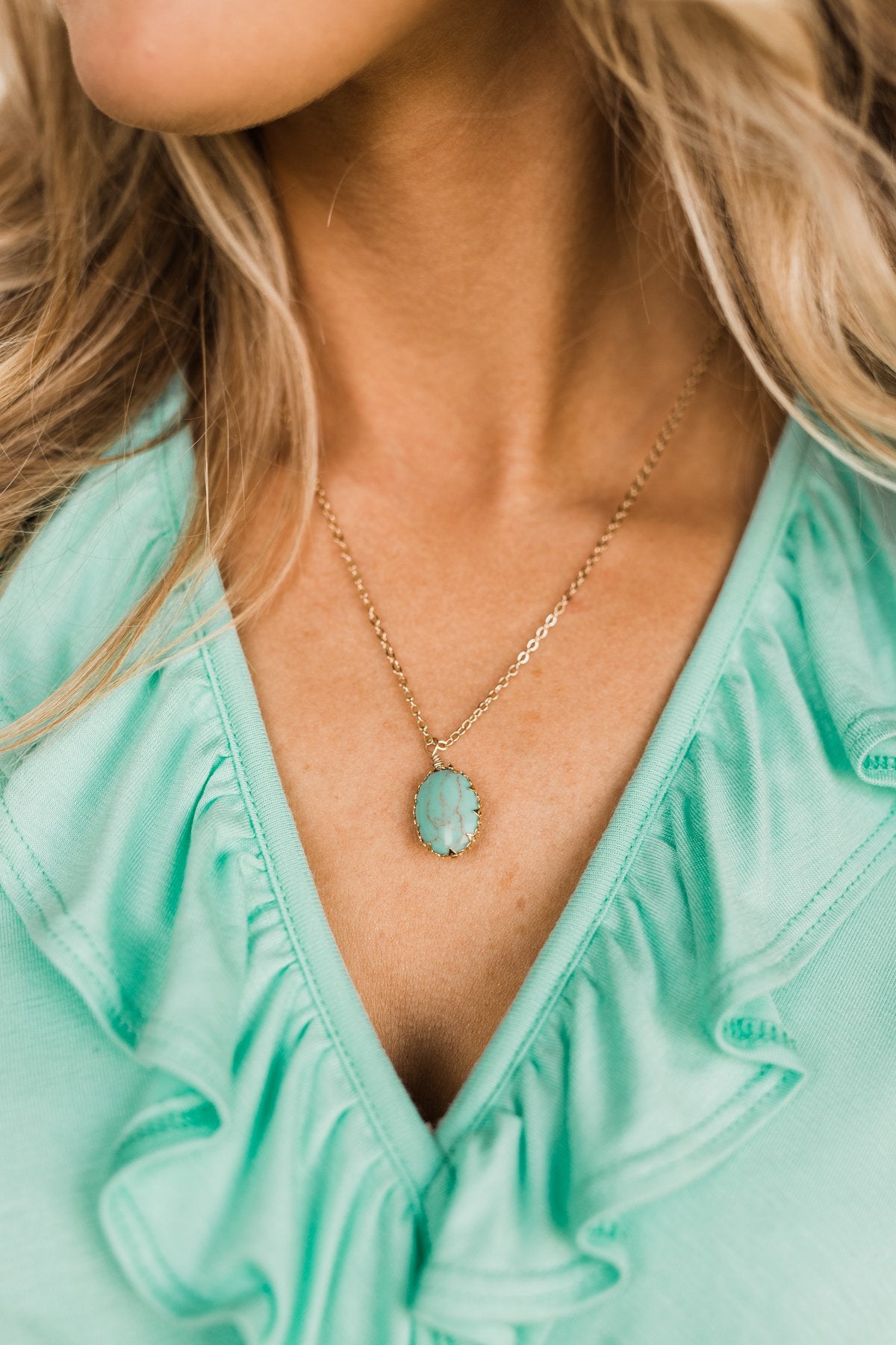 Simply Sophisticated Teardrop Necklace- Turquoise