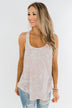 Wild In Your Smile Racerback Tank Top- Ivory & Blush