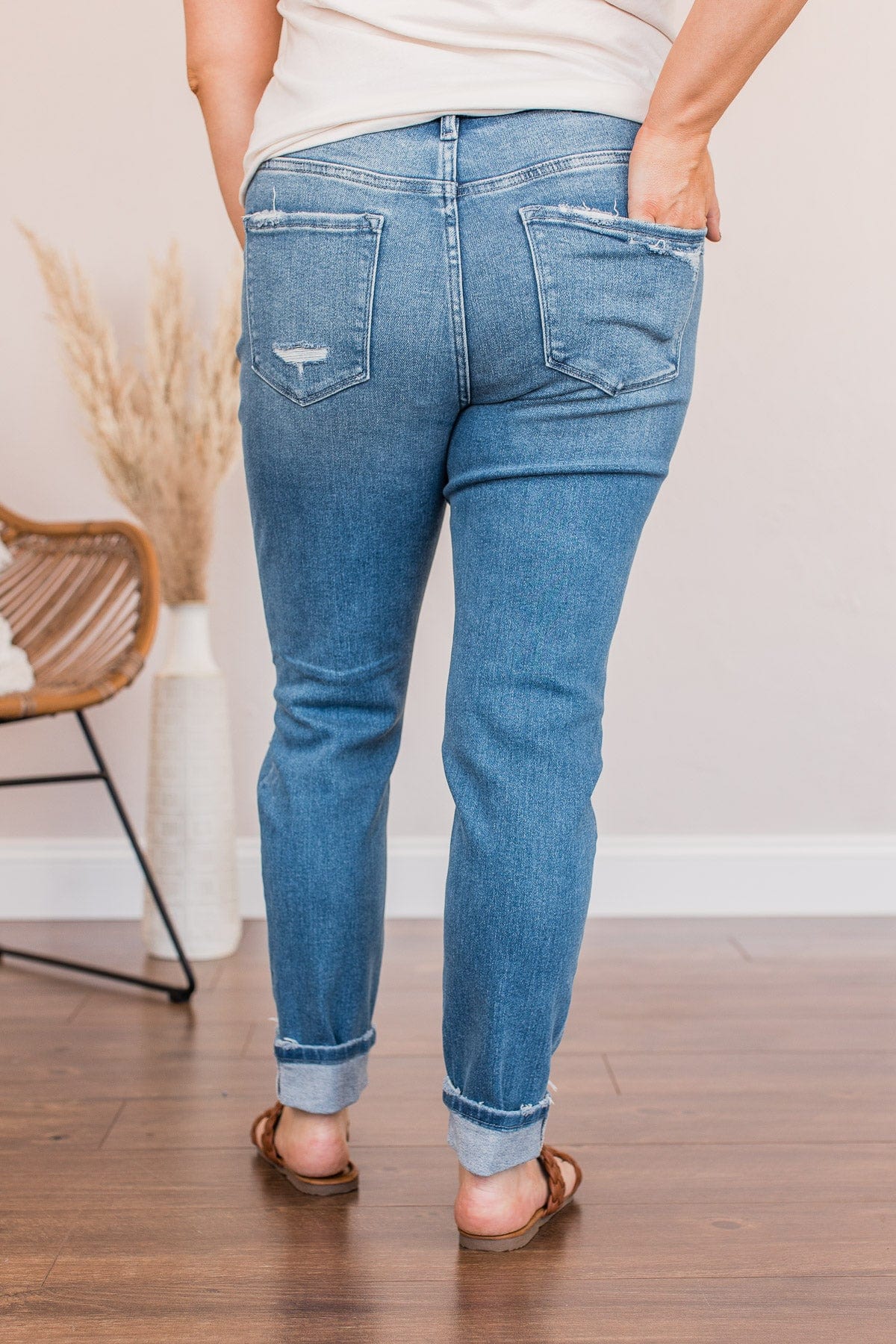 Vervet Mid-Rise Distressed Skinny Jean- Edith Wash