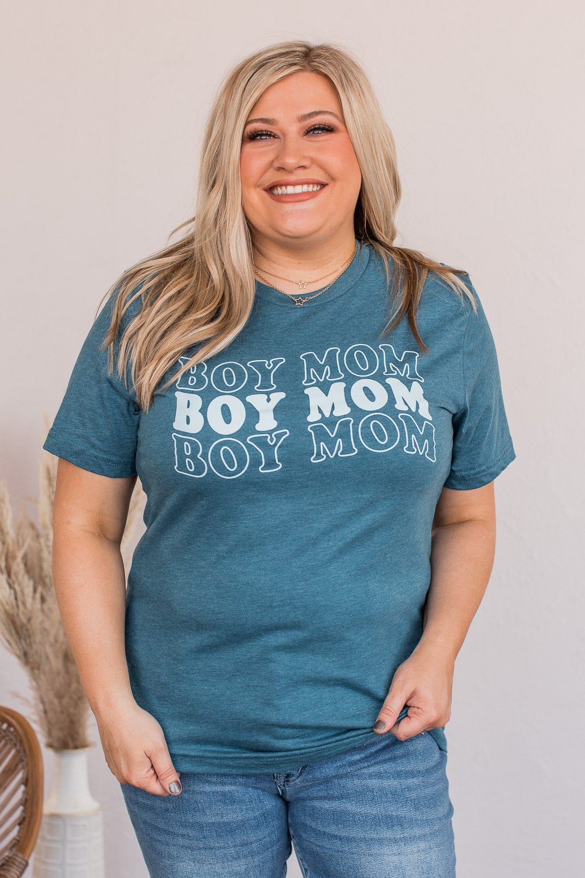 "Boy Mom" Graphic Tee- Deep Teal