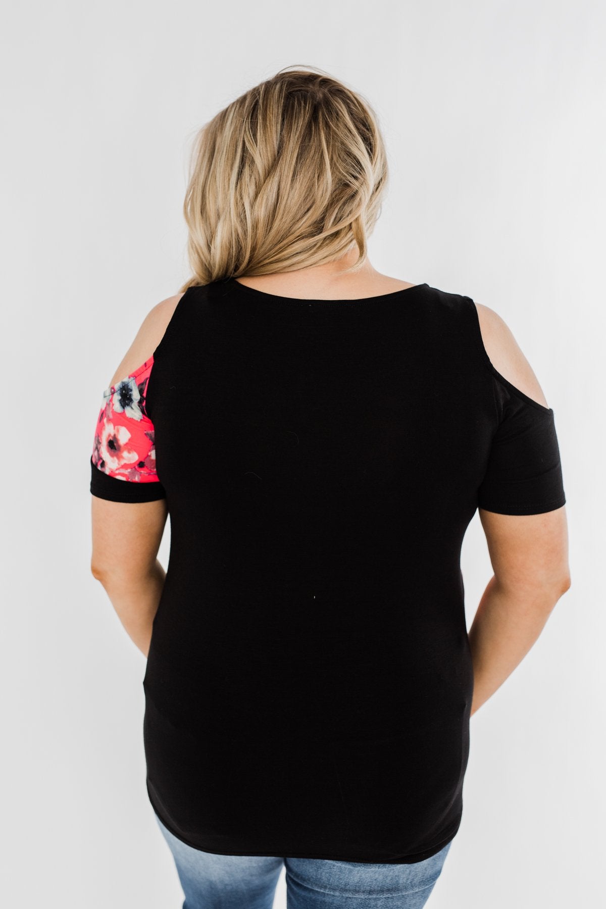 Best Side of Me Cold Shoulder Top- Black