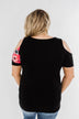 Best Side of Me Cold Shoulder Top- Black