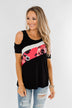 Best Side of Me Cold Shoulder Top- Black
