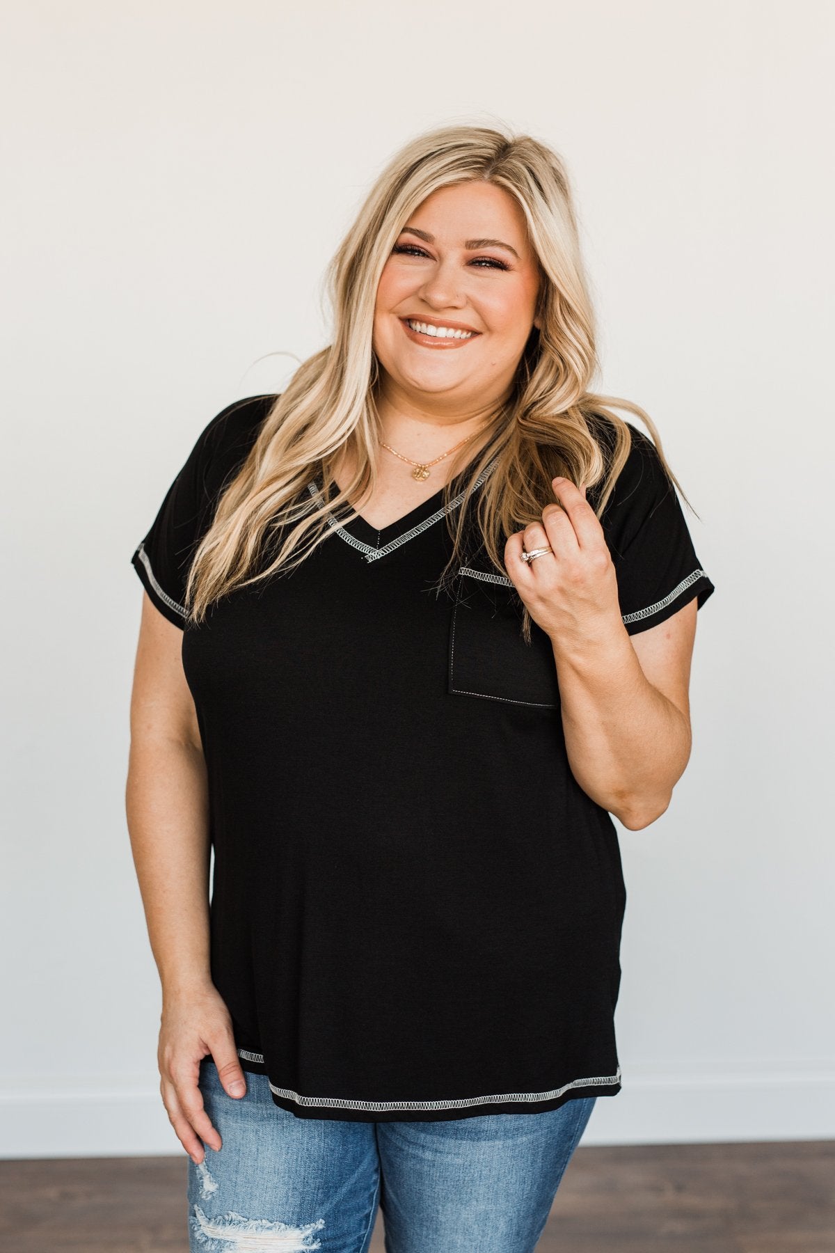 First Impressions Short Sleeve Top- Black