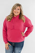 Keep It Cozy Cropped Hoodie- Hot Pink