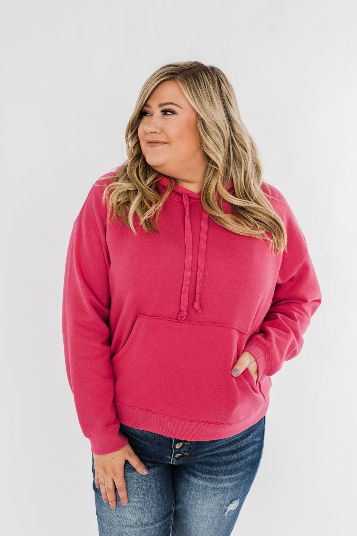 Hot pink online plus size hoodie