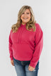 Keep It Cozy Cropped Hoodie- Hot Pink