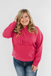 Keep It Cozy Cropped Hoodie- Hot Pink