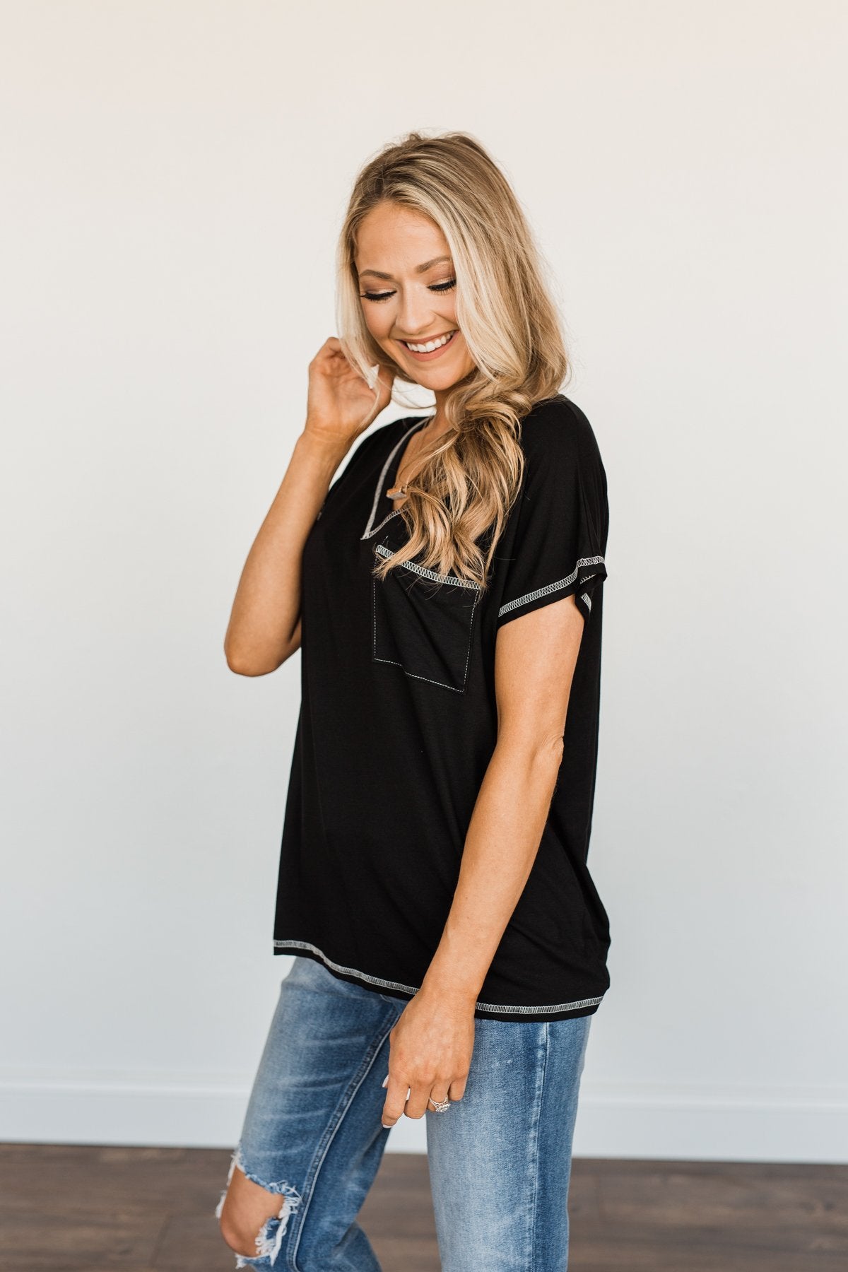 First Impressions Short Sleeve Top- Black