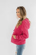 Keep It Cozy Cropped Hoodie- Hot Pink