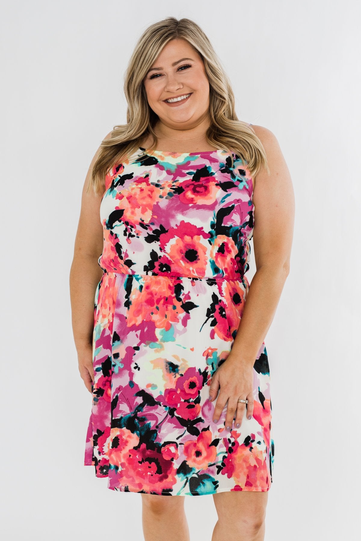 Adore Me Floral Watercolor Dress- Multi-Color