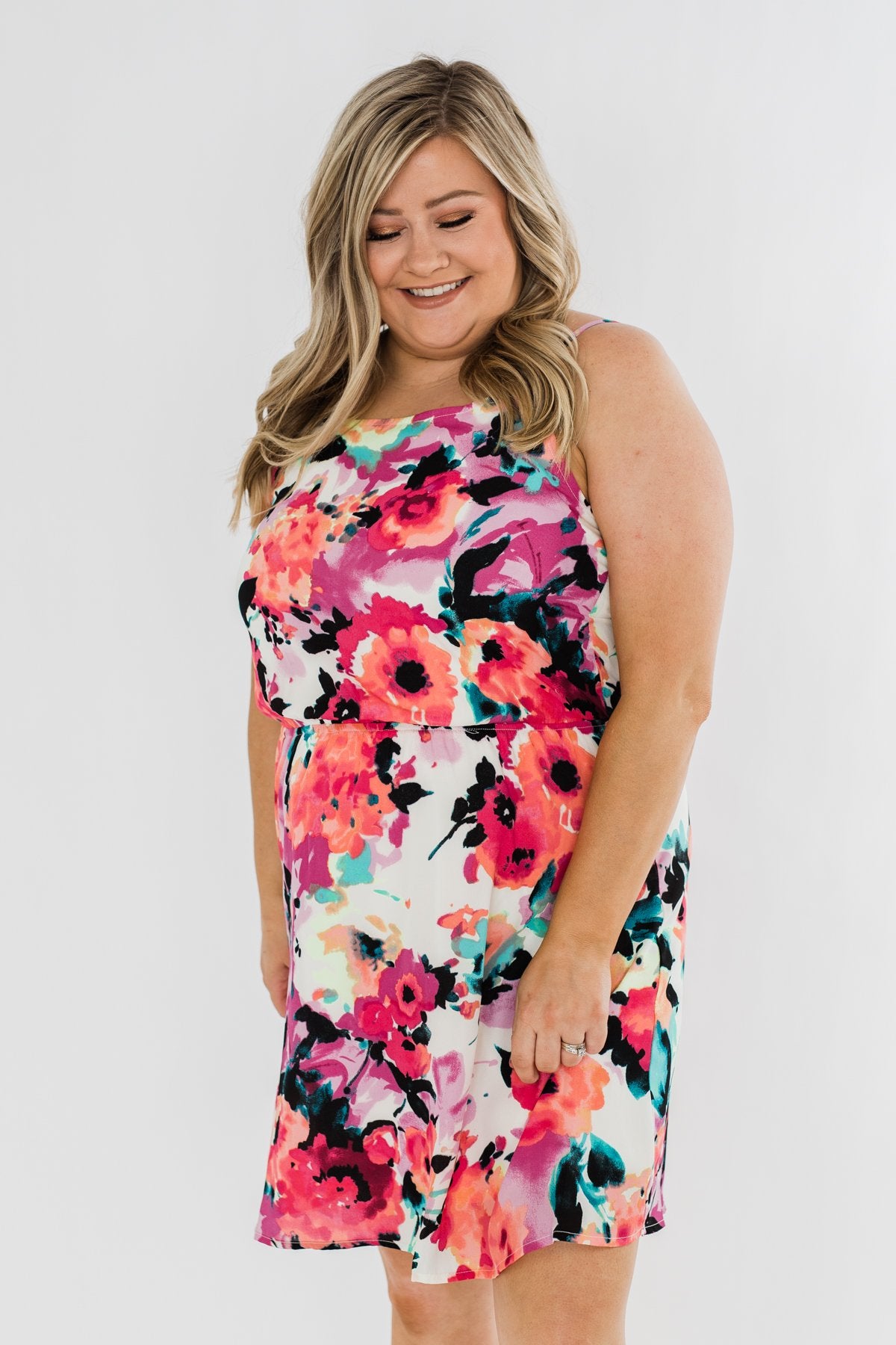 Adore Me Floral Watercolor Dress- Multi-Color