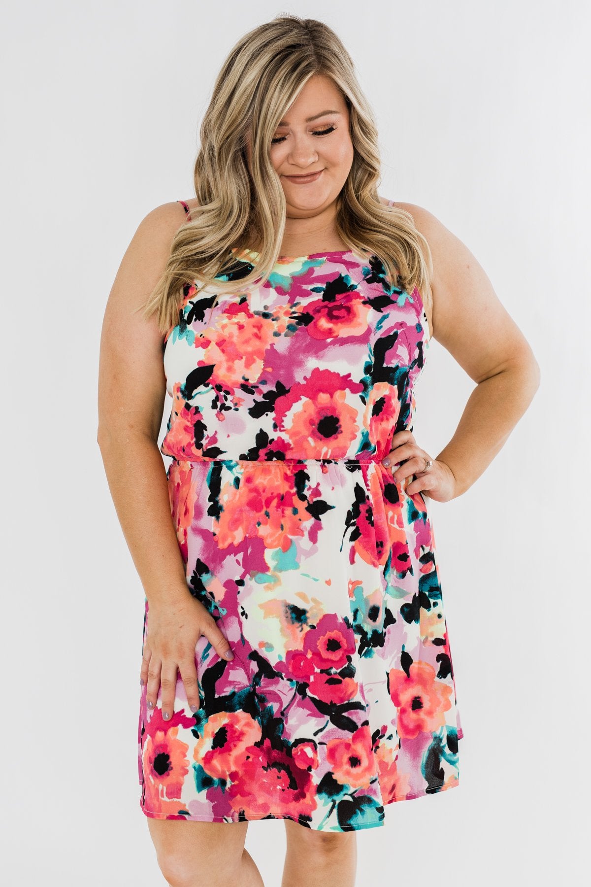 Adore Me Floral Watercolor Dress- Multi-Color