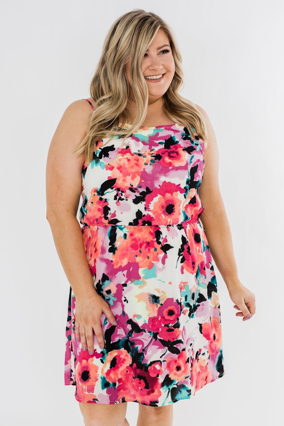 Adore Me Floral Watercolor Dress- Multi-Color