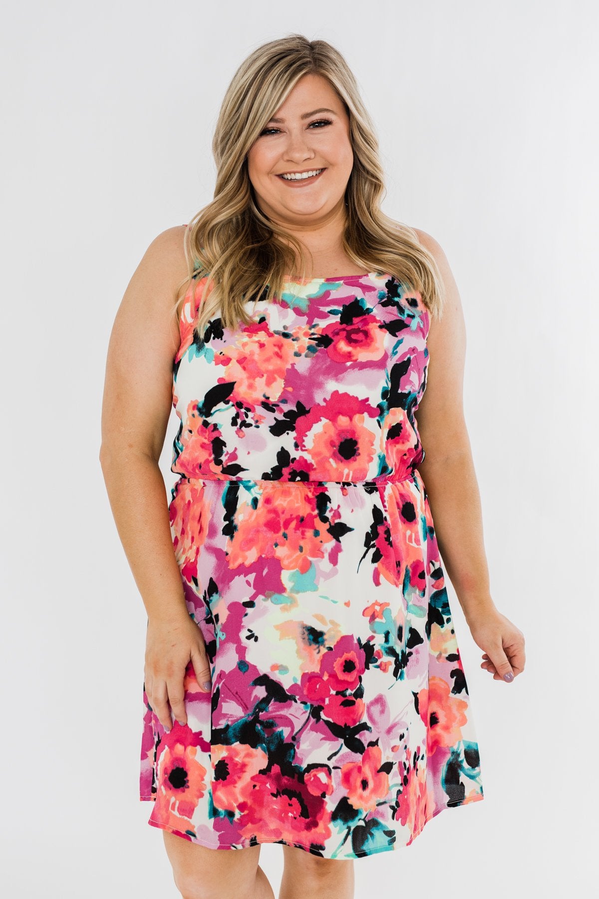 Adore Me Floral Watercolor Dress- Multi-Color Adore Me Floral Watercolor Dress- Multi-Color
