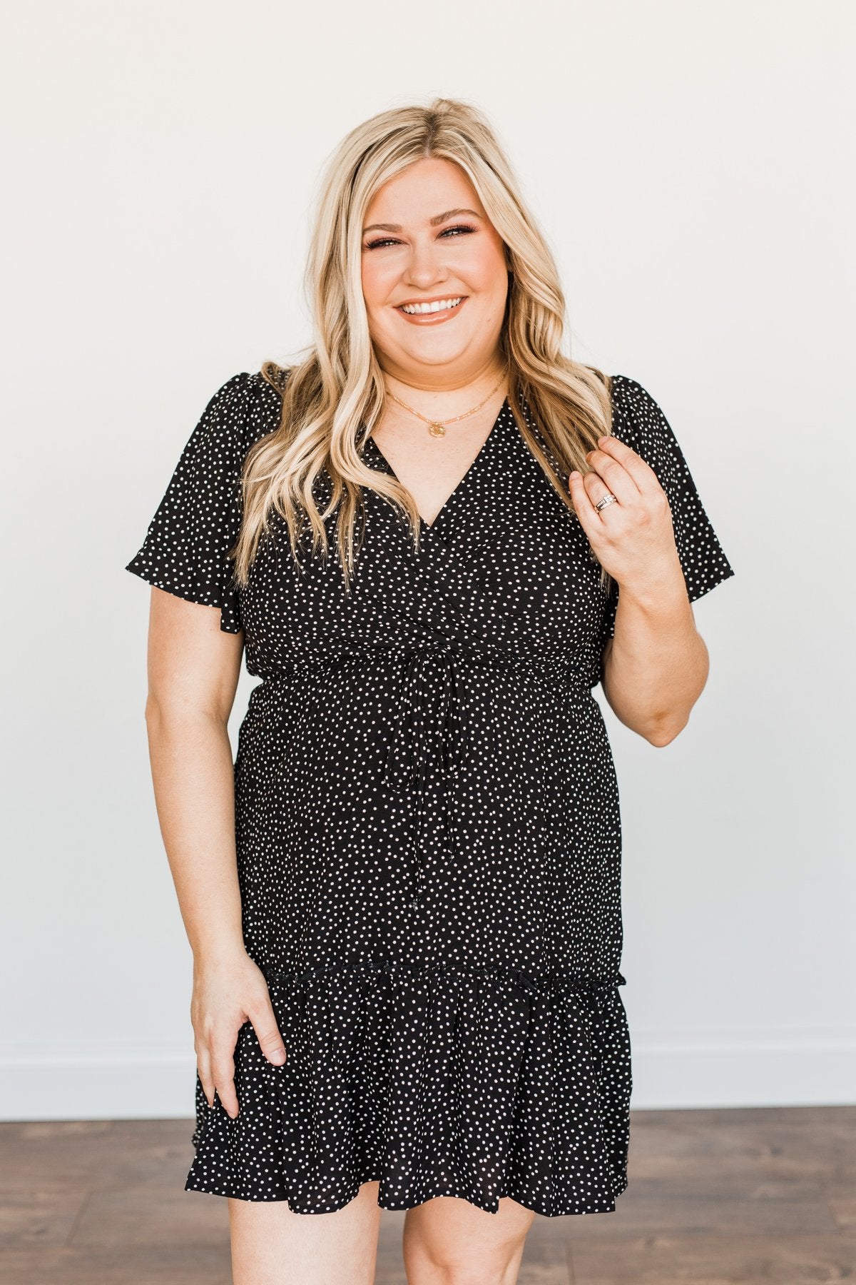 Meant For Me Spotted Dress- Black