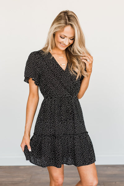 Meant For Me Spotted Dress- Black – The Pulse Boutique
