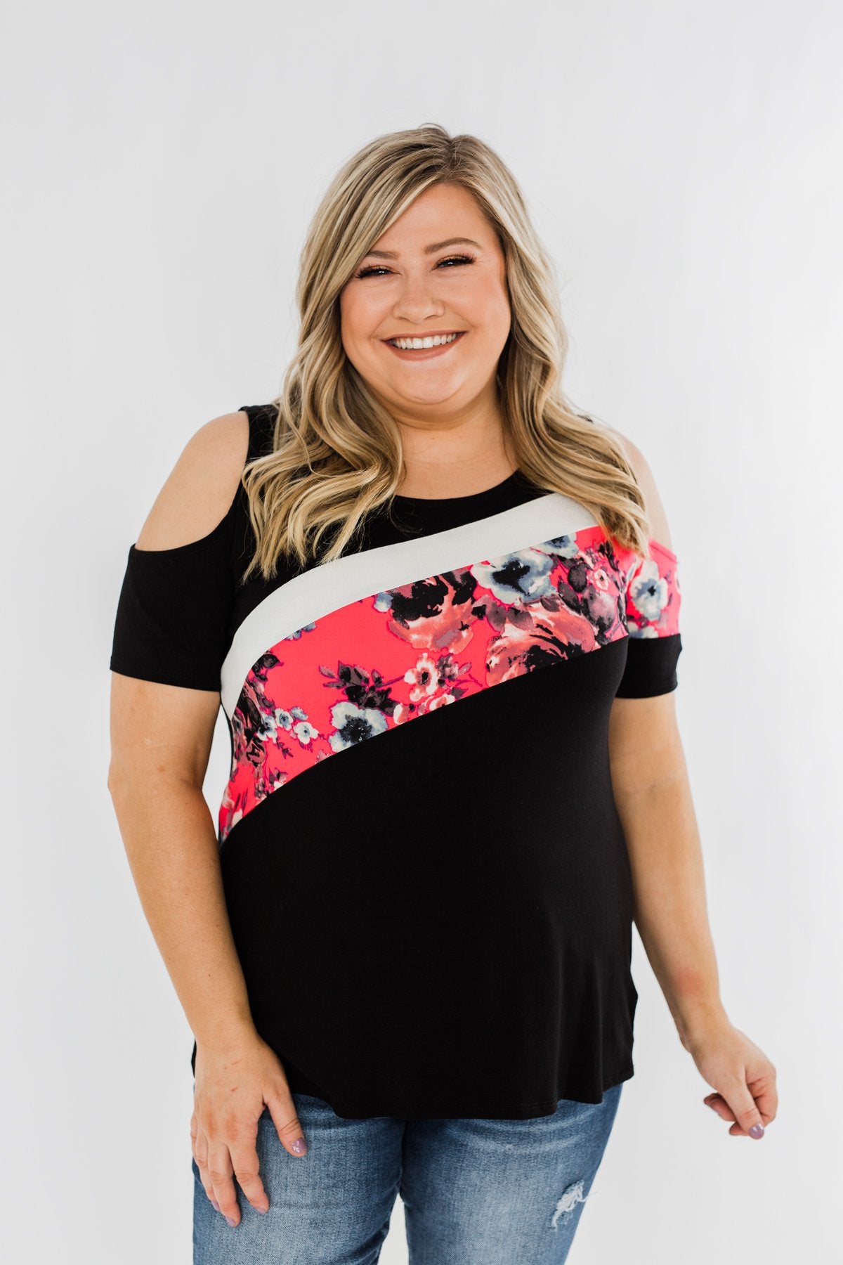Best Side of Me Cold Shoulder Top- Black