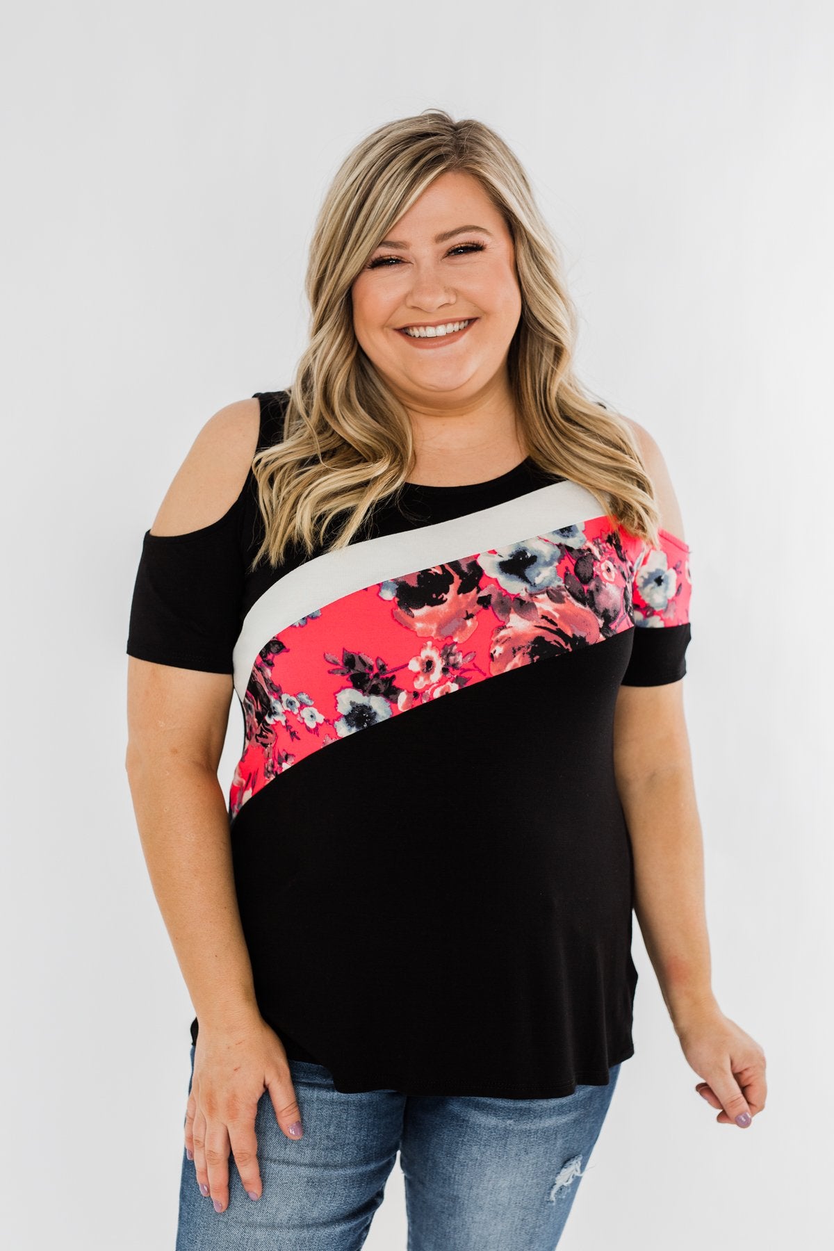 Best Side of Me Cold Shoulder Top- Black
