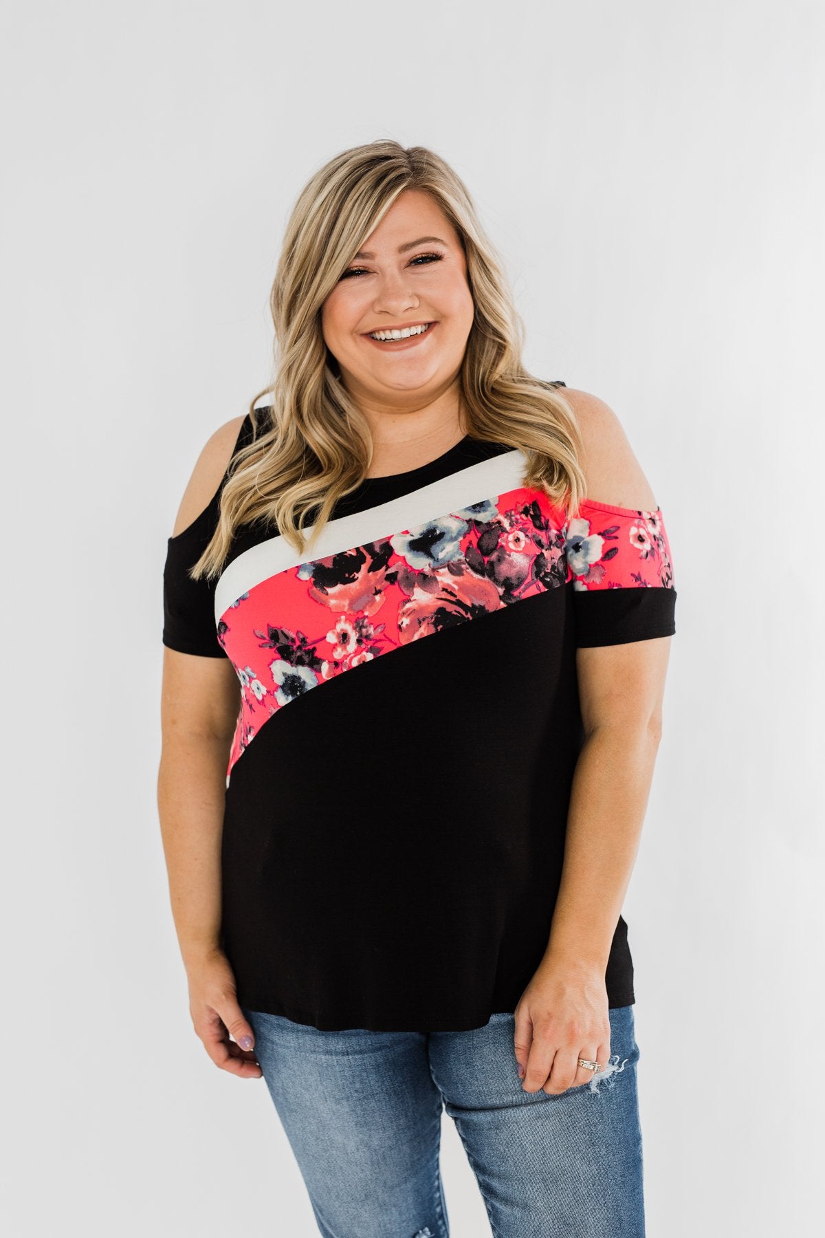 Best Side of Me Cold Shoulder Top- Black