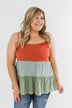 Lingering Feelings Color Block Tank Top- Rust, Slate Blue, & Green