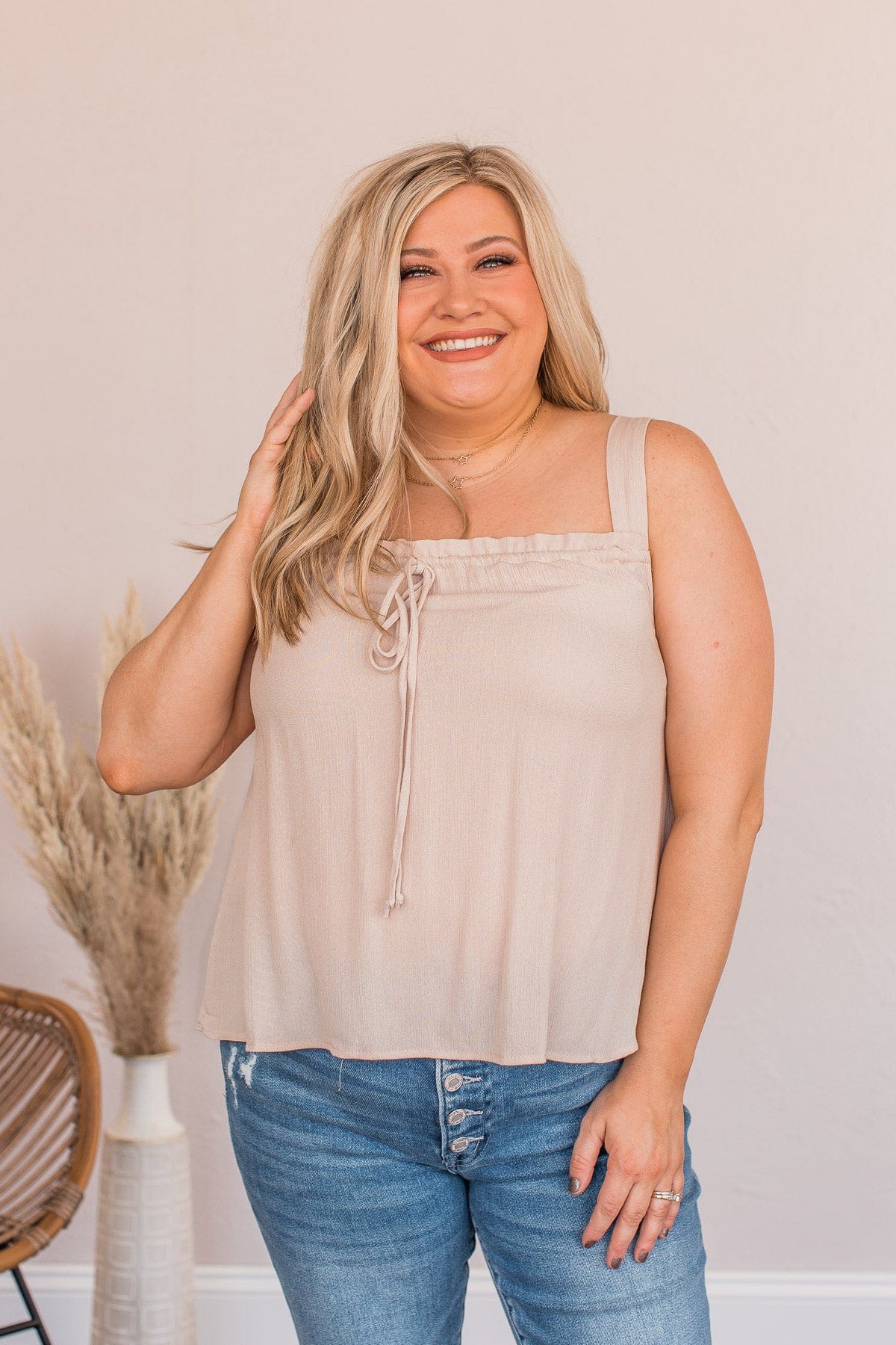 Good Natured Soul Cropped Tank- Beige