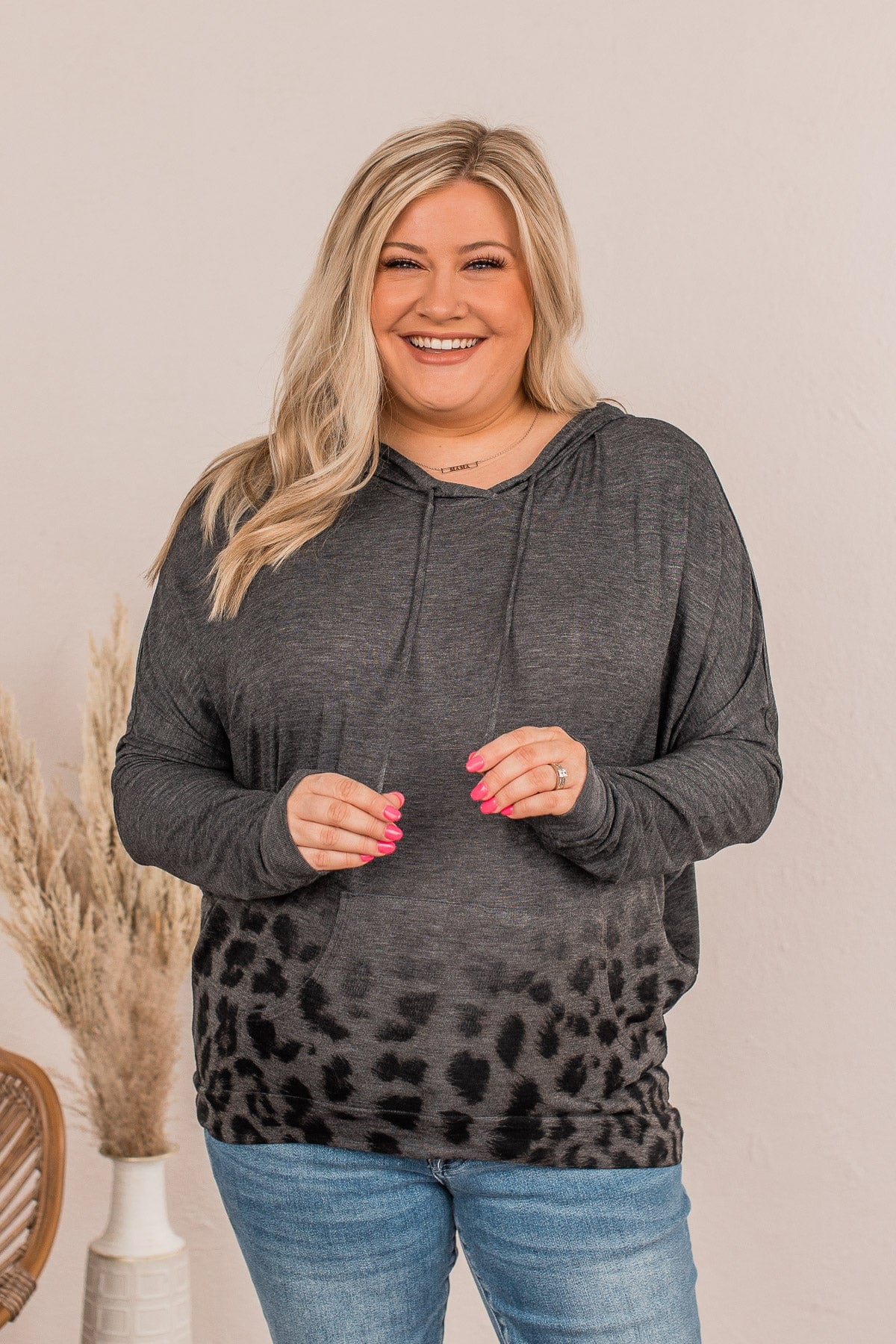 I Can And Will Lightweight Hoodie- Charcoal Leopard