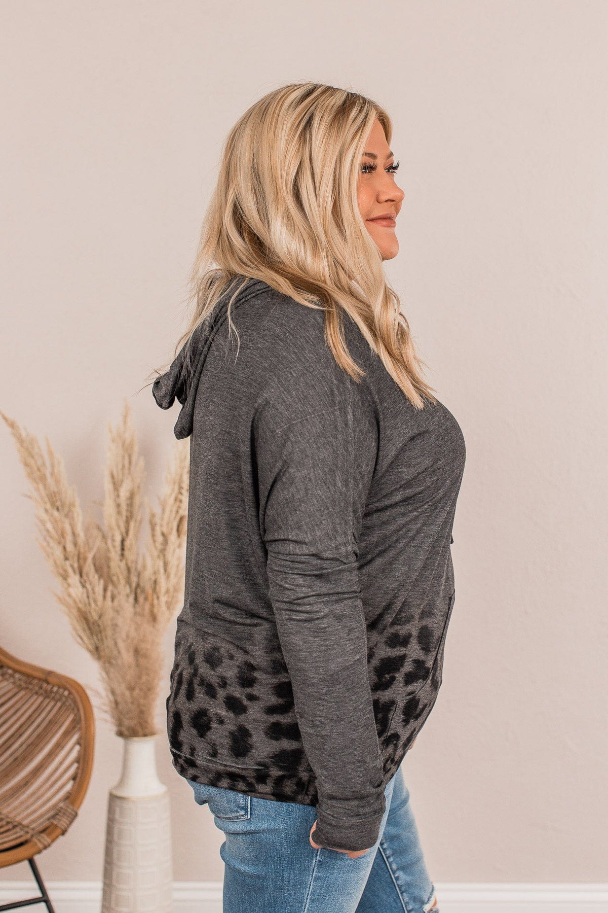 I Can And Will Lightweight Hoodie- Charcoal Leopard