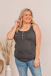 Tight Knit Love Button Tank- Charcoal