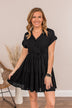 Always Wait For Me Collared Mini Dress- Black